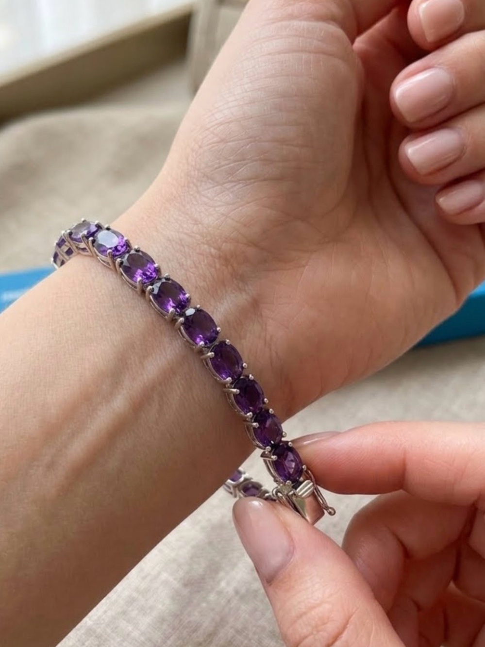 JTV Purple Amethyst Stone 15.10 ctw Tennis Bracelet in Sterling Silver - NWT